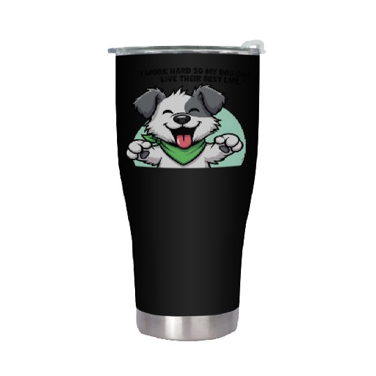 Joyful Dog Cartoon Design Stainless Steel Tumblers