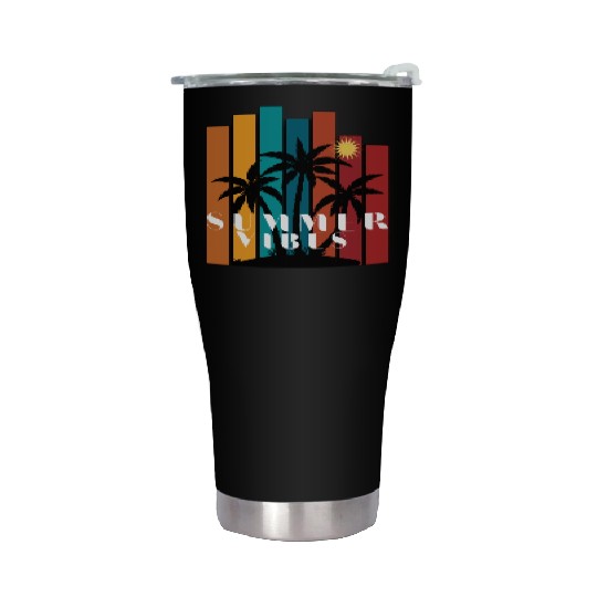 Tropical Sunset Summer Vibes Design Stainless Steel Tumblers