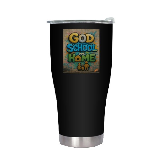 Vibrant Graffiti Style God School Home Design Stainless Steel Tumblers