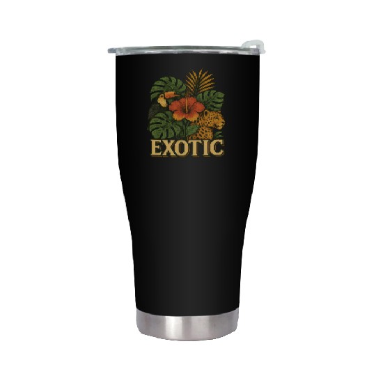 Vibrant Jungle Animal and Floral Print Stainless Steel Tumblers