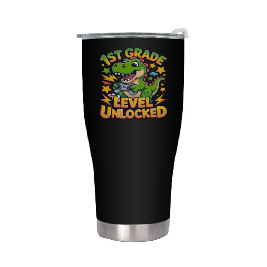 1st Grade Level Unlocked Back to School Video Game Stainless Steel Tumblers