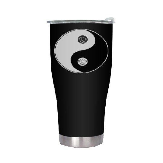 Yin-Yang Tao Lotus Symbol Design Stainless Steel Tumblers