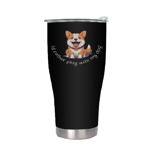 Joyful Corgi Playfulness Design Stainless Steel Tumblers