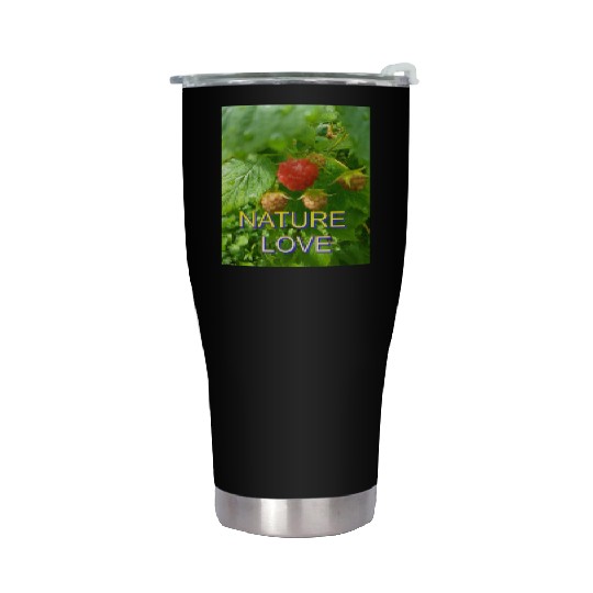 Vivid Raspberry and Greenery Nature Design Stainless Steel Tumblers