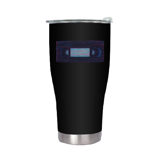 Retro VHS Tape Neon Glow Design Stainless Steel Tumblers
