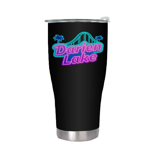 Neon Daren Lake Sign with Roller Coaster and Palms Stainless Steel Tumblers