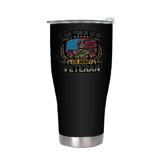 Proud US Army Vet Emblem Stainless Steel Tumblers