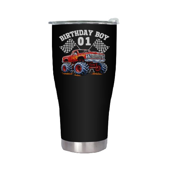 Monster Truck Race 1st Birthday Stainless Steel Tumblers
