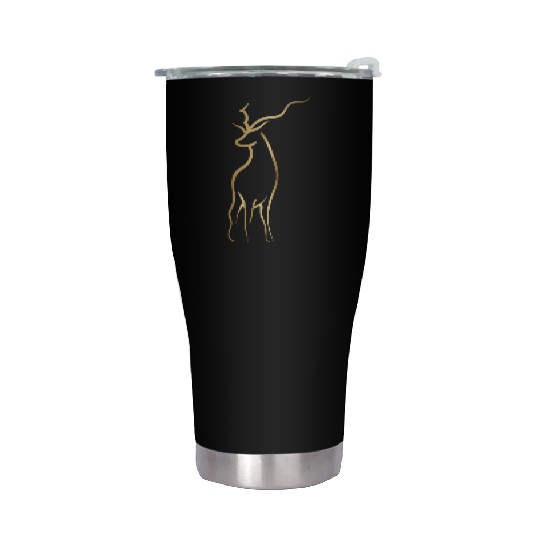 Gold Drawline Deer Side Stainless Steel Tumblers