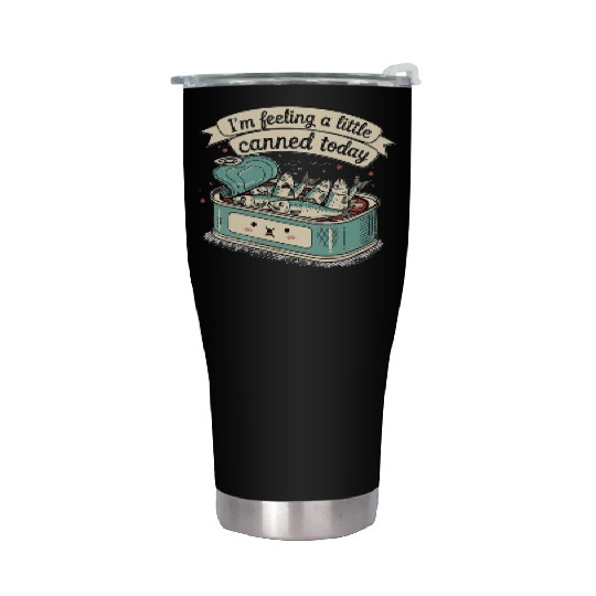 Whimsical Canned Fish Humor Design Stainless Steel Tumblers