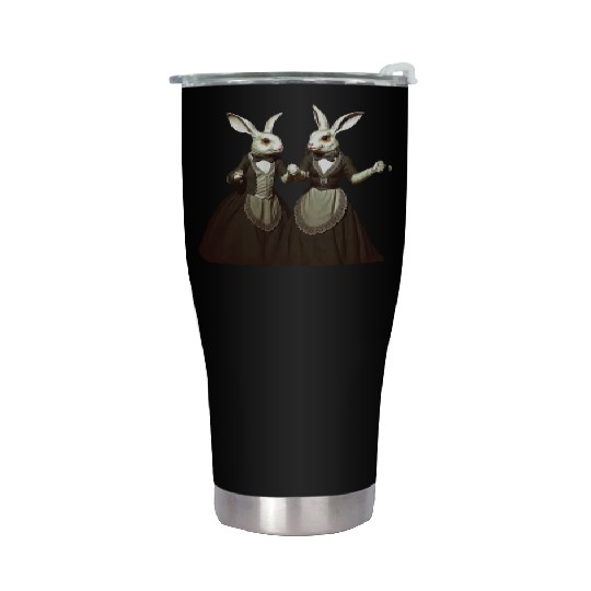 Elegant Rabbit Couple Costume Design Stainless Steel Tumblers