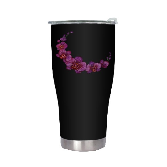 Violet Moon Orchid Flower branch illustration Stainless Steel Tumblers