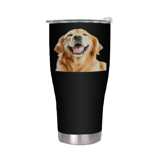 Joyful Golden Retriever Illustration Stainless Steel Tumblers