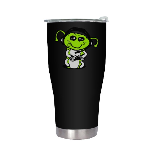 Gamer caterpillar nerd gaming controller consol Stainless Steel Tumblers