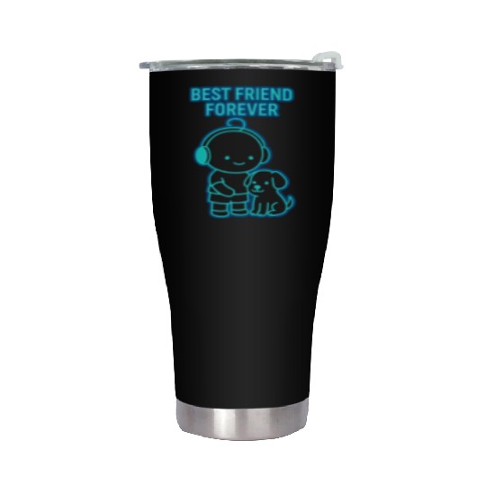Best Friend Forever Neon Illustration Stainless Steel Tumblers