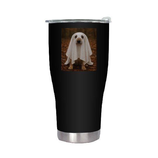Autumn Forest Ghost Dog Tapestry Stainless Steel Tumblers