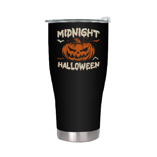 Midnight Halloween Pumpkin Scary Jack-O-Lantern Stainless Steel Tumblers