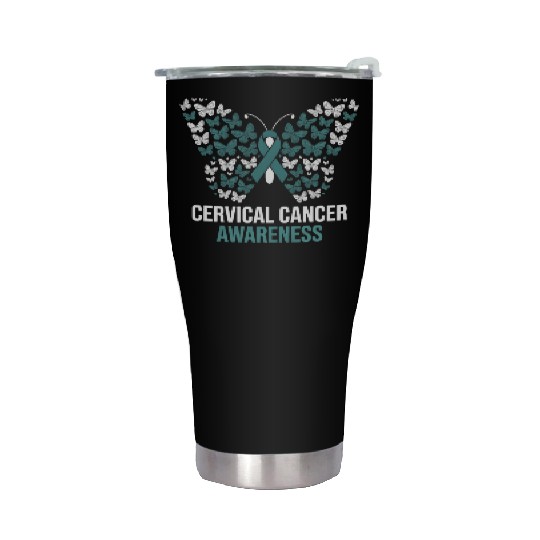 Cervical Cancer Awareness Butterfly Design Stainless Steel Tumblers