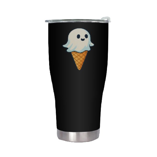 Cute Ghost Ice Cream Illustration Stainless Steel Tumblers