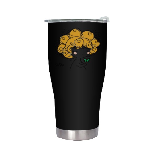 Whimsical Fairy with Gold Curl Hair Stainless Steel Tumblers