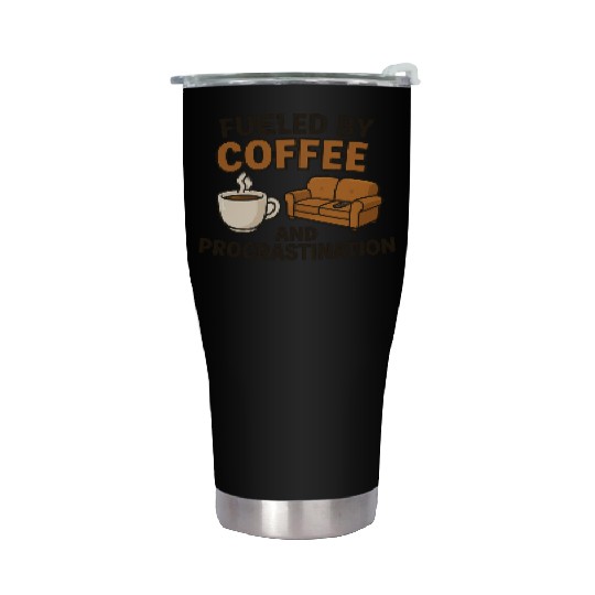 Coffee Fueled Procrastination Illustration Stainless Steel Tumblers