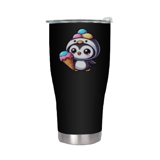 Funny penguin ice cream sweet cartoon summer Stainless Steel Tumblers