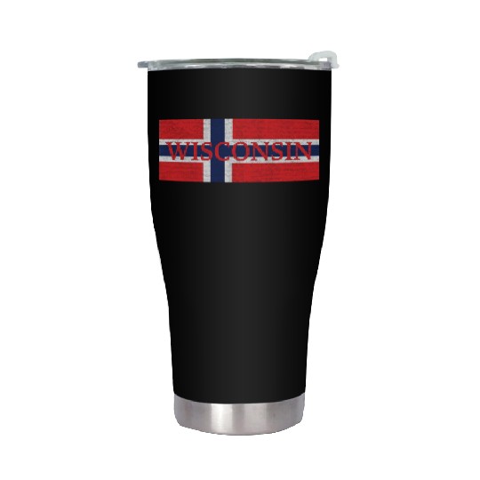 Wisconsin Norwegian Flag Stainless Steel Tumblers