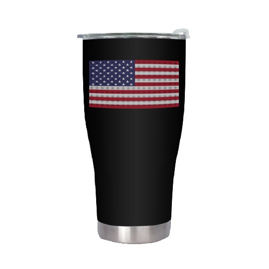 Independence Day cross-stitch american flag Stainless Steel Tumblers