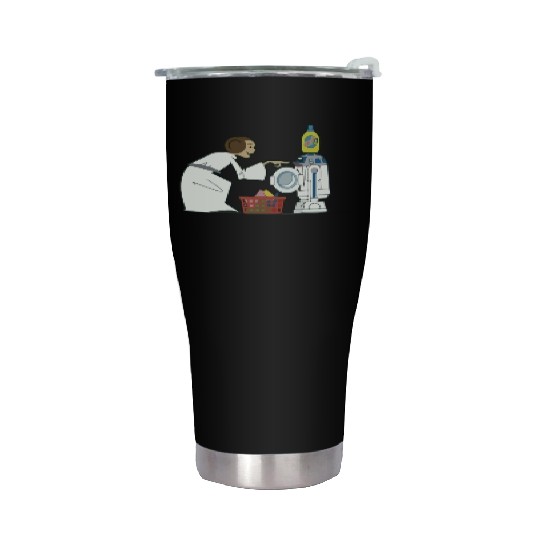 Funny Star Wars r2d2 and Leia comic Stainless Steel Tumblers