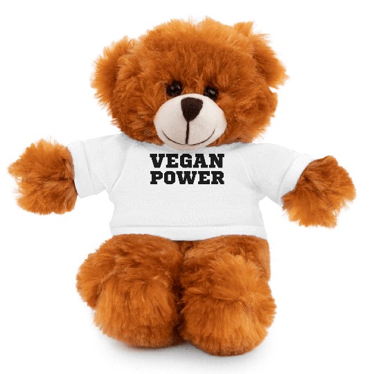 VEGAN POWER (in black college font) Stuffed Animals With Tee