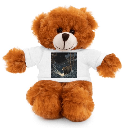 Ukiyo bear in forest landscape at night winter Stuffed Animals With Tee