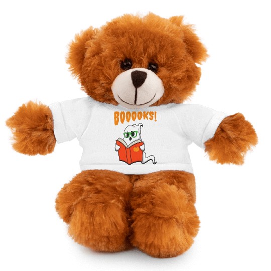 Funny Teacher Halloween Ghost Books Reading Stuffed Animals With Tee