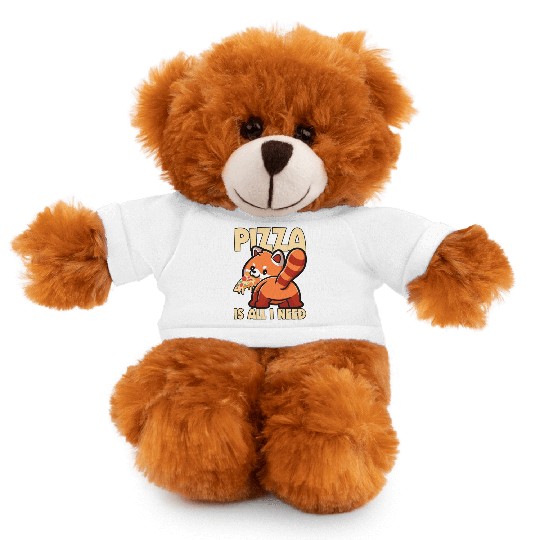 Cute Animal Red Panda Pizza Fan Eating Fast Food Stuffed Animals With Tee