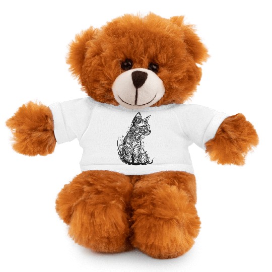 Cute Little Cat In Vintage Tattoo Style Stuffed Animals With Tee