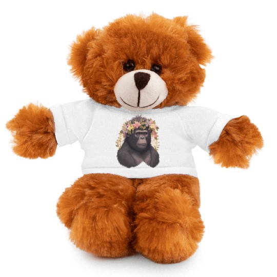Watercolor Gorilla Flower Crown Africa Safari Anim Stuffed Animals With Tee