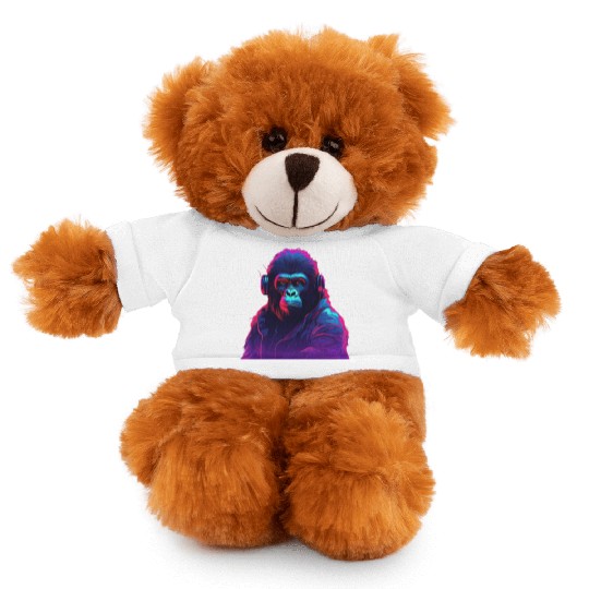 Synthwave Neon Beats of a Gorilla Stuffed Animals With Tee
