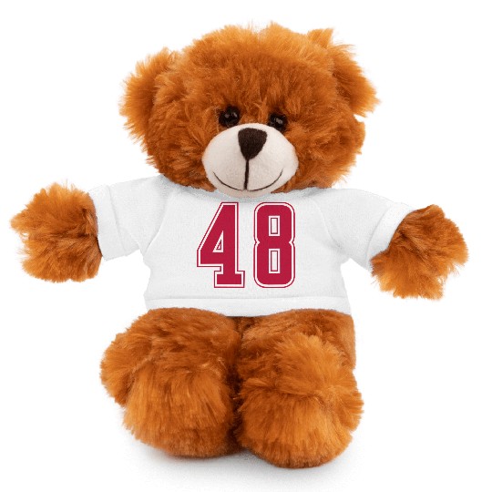 Red Number 48 Team Junior Sports Numbered Stuffed Animals With Tee