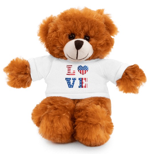 LOVE America Independence Day USA Patriots Stuffed Animals With Tee