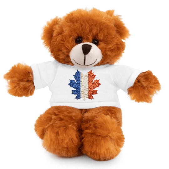 French Flag in Autumn Leaves: Maple Leaf Design Stuffed Animals With Tee