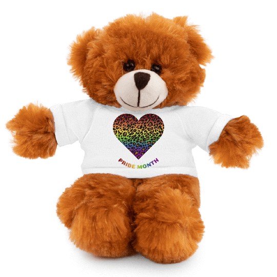 LGBTQ+Pride Month Rainbow Heart Leopard pattern Stuffed Animals With Tee