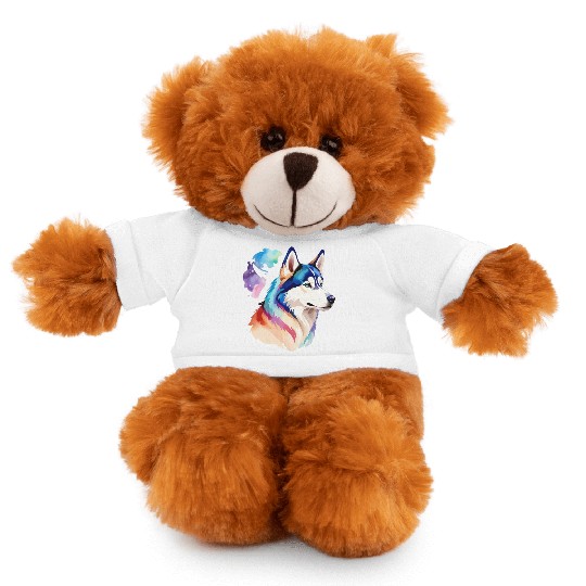 Siberian Husky Watercolor Stuffed Animals With Tee