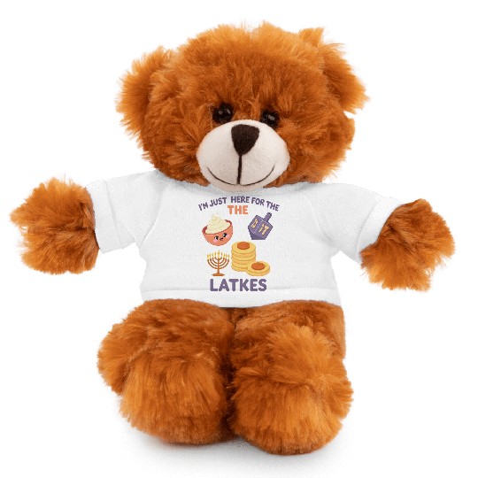 I'm Just Here for the Latkes Fun Hanukkah Vibes Stuffed Animals With Tee