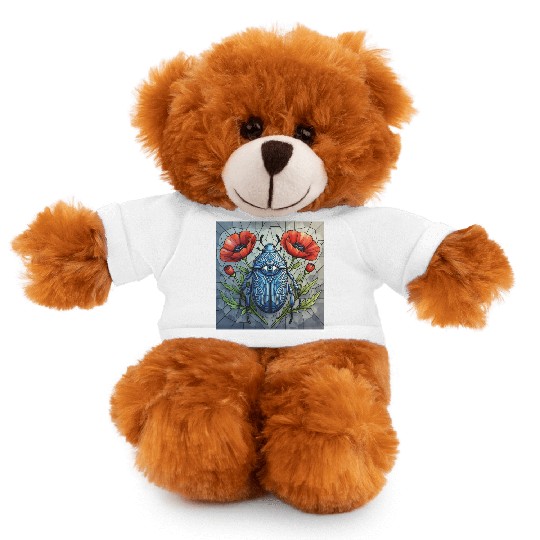 Beetle stained glass bug design vibrant poppy Stuffed Animals With Tee