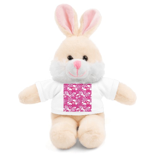 Abstract Pink Winter Pattern Stuffed Animals With Tee