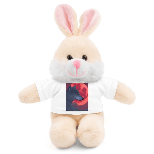 A Grey Wolf Staring at a Blood Moon Stuffed Animals With Tee