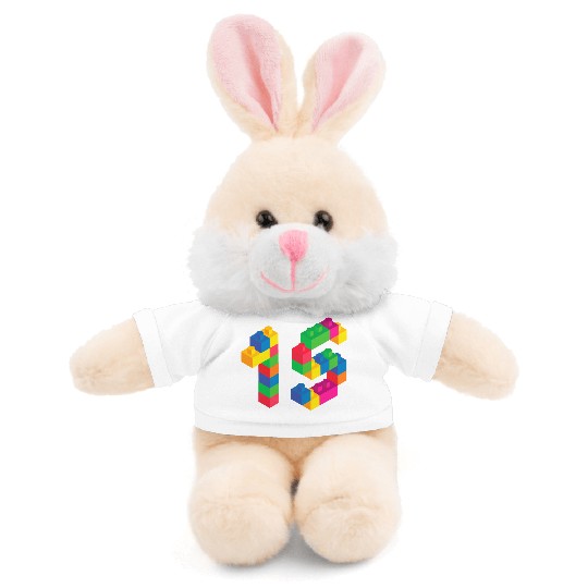 Cute Block Building 15th Birthday Gift 15 Year Stuffed Animals With Tee