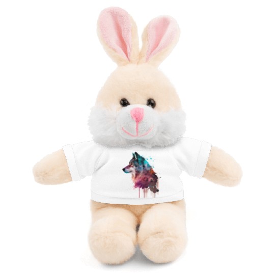Wolf Multicolor Watercolor Portrait Stuffed Animals With Tee