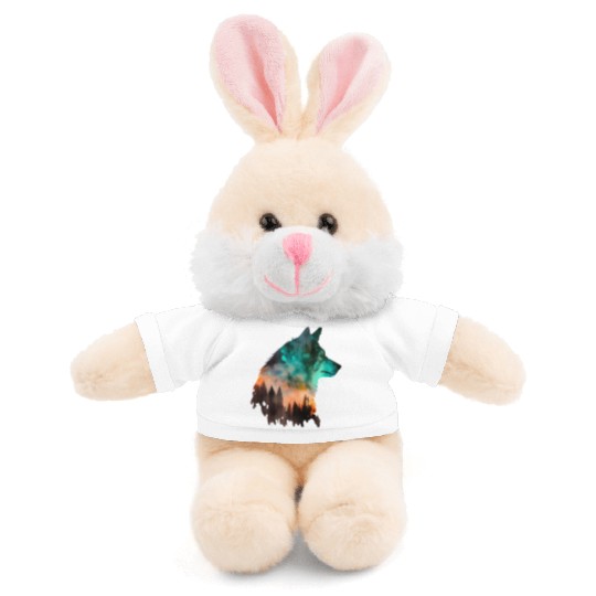 Forest Wolf Multicolor Watercolor Portrait Stuffed Animals With Tee