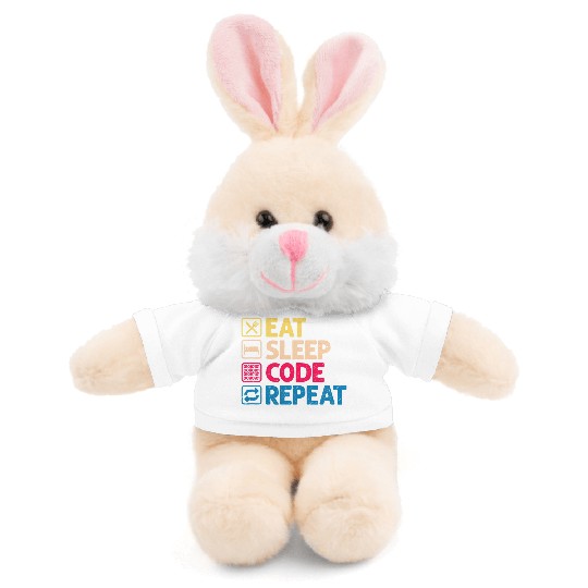 Eat Sleep Code Repeat Funny Binary Programmer Stuffed Animals With Tee