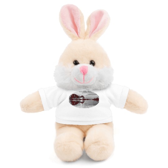 Guitar Gray Sky Trees City Lake Reflection Stuffed Animals With Tee